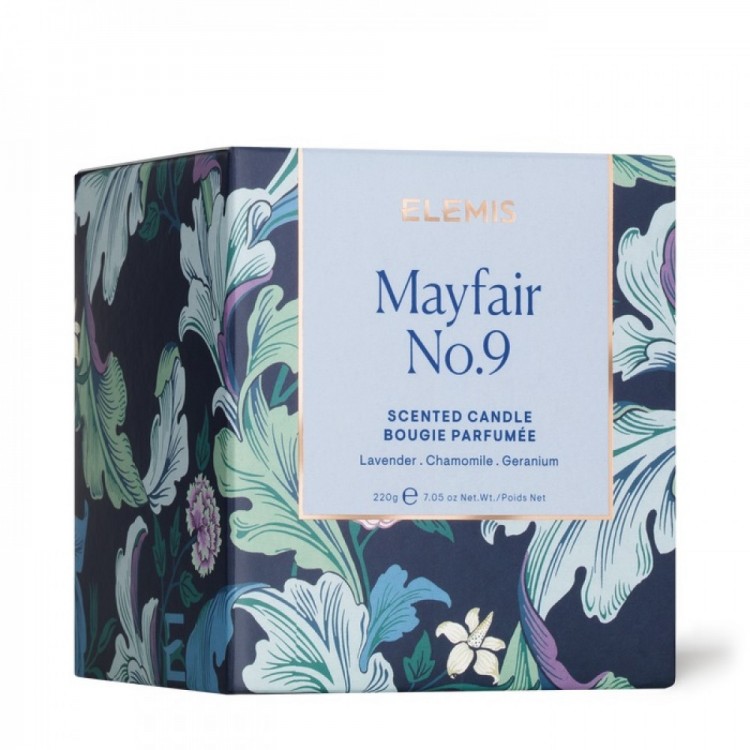 ELEMIS 	 Аромсвічка Mayfair №9 - Mayfair No.9 Candle 220 г (з ароматом лаванди, ромашки та герані, до 46 годин горіння)