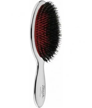 JANEKE Щітка для волосся з натуральною щетиною , L срібна 