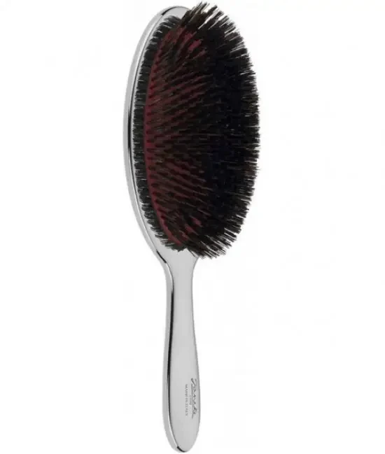 JANEKE Щітка Silver Hairbrush з натуральною щетиною кабана та нейлоном XL 